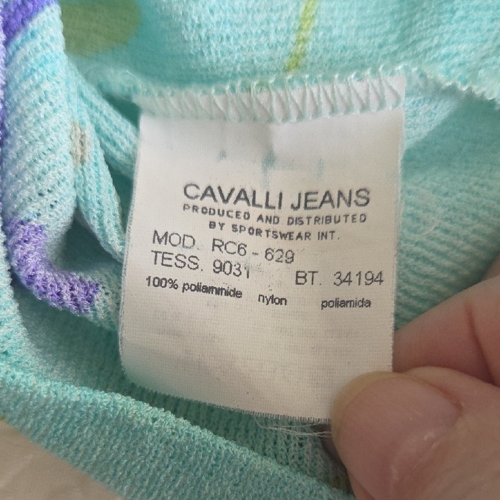 Cavalli Jeans Colorful Boatneck Long Sleeve Top Made In ITALY - Picture 7 of 7